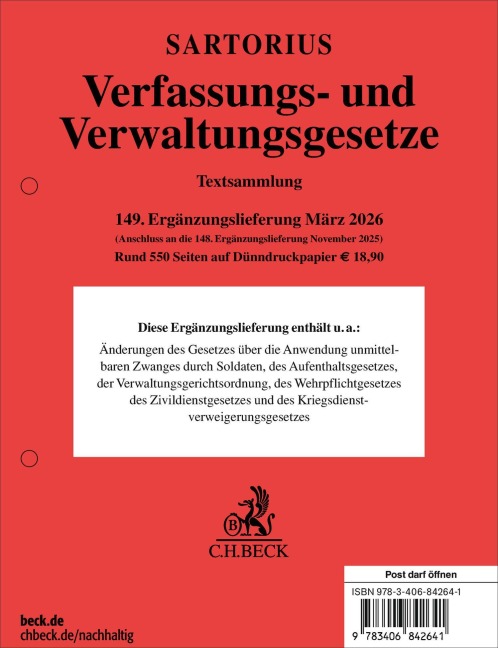 Verfassungs- und Verwaltungsgesetze 149. Ergänzungslieferung - 
