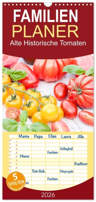 Familienplaner 2026 - Alte Historische Tomaten mit 5 Spalten (Wandkalender, 21 x 45 cm) CALVENDO - EFLStudioArt EFLStudioArt