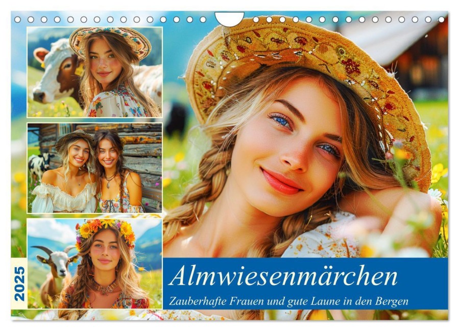 Almwiesenmärchen. Zauberhafte Frauen und gute Laune in den Bergen (Wandkalender 2025 DIN A4 quer), CALVENDO Monatskalender - Rose Hurley