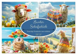 Cover-Bild zum Titel 'Bunter Schafschick. Flauschige Trendsetter zum verlieben (Wandkalender 2027 DIN A2 quer), CALVENDO Monatskalender' von 'Rose Hurley'