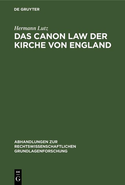 Das Canon Law der Kirche von England - Hermann Lutz