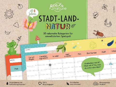 Stadt-Land-Natur. Bunter Spiele-Block für Kinder ab 8 Jahren und die ganze Familie - Pen2nature