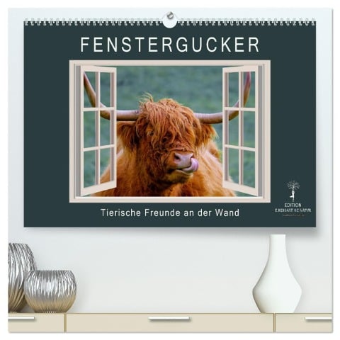 Fenstergucker - tierische Freunde an der Wand (hochwertiger Premium Wandkalender 2025 DIN A2 quer), Kunstdruck in Hochglanz - Peter Roder