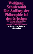 Cover-Bild zum Titel 'Tübinger Vorlesungen Band 1. Die Anfänge der Philosophie bei den Griechen' von 'Wolfgang Schadewaldt'