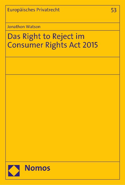 Das Right to Reject im Consumer Rights Act 2015 - Jonathon Watson