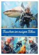 Cover-Bild zum Titel 'Tauchen im ewigen Blau. Eine Aquarell-Reise in die Tiefen der Meere (Wandkalender 2026 DIN A2 hoch), CALVENDO Monatskalender' von 'Rose Hurley'