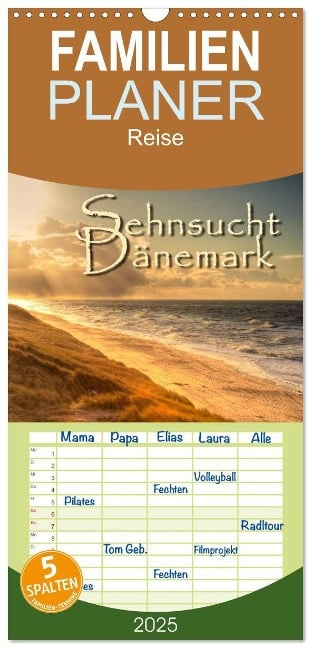 Familienplaner 2025 - Sehnsucht Dänemark - Danmark mit 5 Spalten (Wandkalender, 21 x 45 cm) CALVENDO - Stefan Sattler