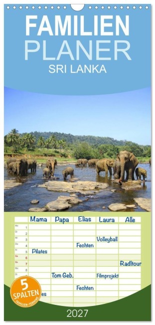 Familienplaner 2027 - Sri Lanka mit 5 Spalten (Wandkalender, 21 x 45 cm) CALVENDO - Clemens Rasch