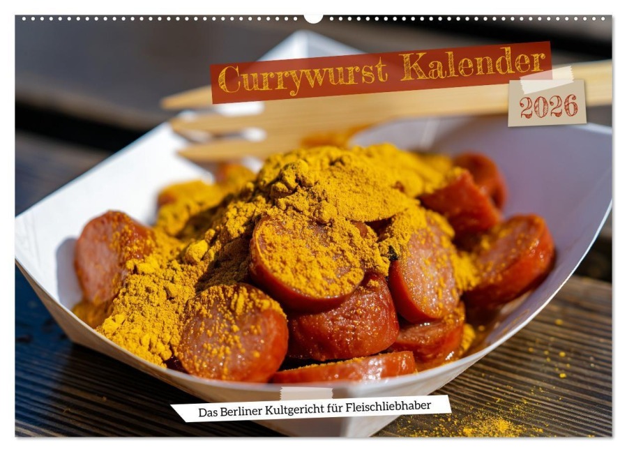 Currywurst Kalender - Das Berliner Kultgericht für Fleischliebhaber (Wandkalender 2026 DIN A2 quer), CALVENDO Monatskalender - Mb Fotografie