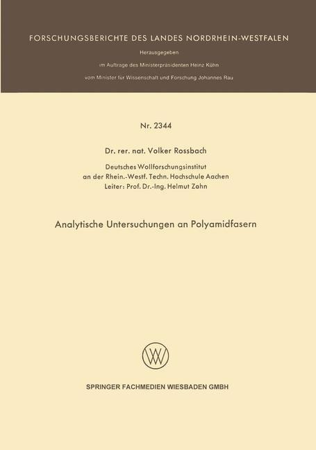 Analytische Untersuchungen an Polyamidfasern - Volker Rossbach