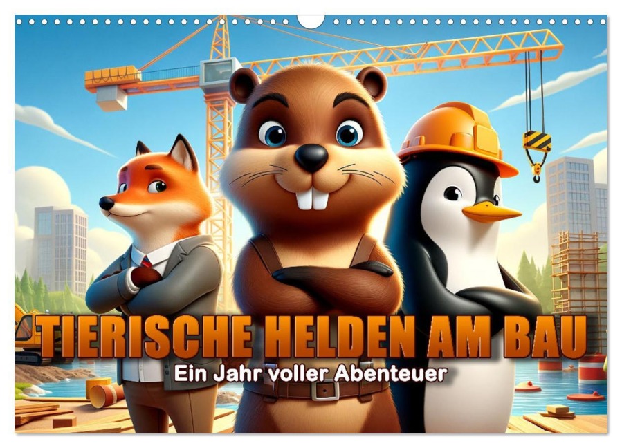 Tierische Helden am Bau: Ein Jahr voller Abenteuer (Wandkalender 2026 DIN A3 quer), CALVENDO Monatskalender - 
