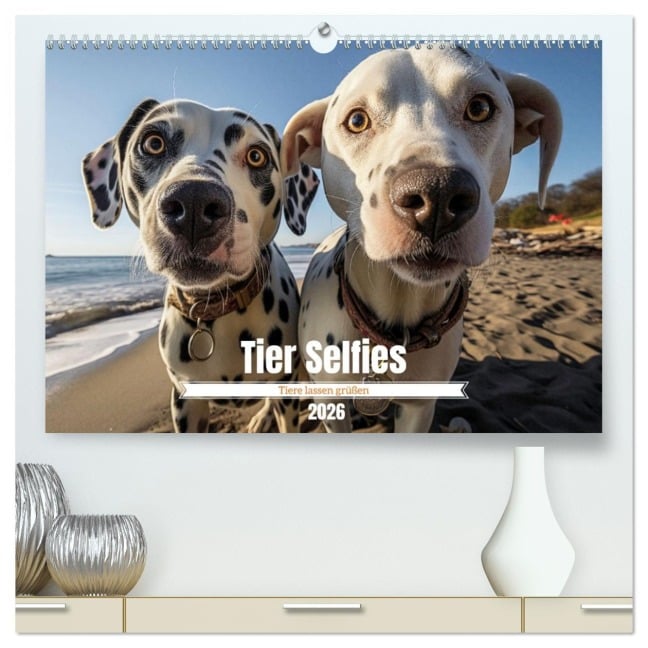 Tier Selfies (hochwertiger Premium Wandkalender 2026 DIN A2 quer), Kunstdruck in Hochglanz - 