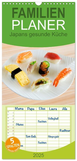 Familienplaner 2025 - Japans gesunde Küche mit 5 Spalten (Wandkalender, 21 x 45 cm) CALVENDO - Tatjana Balzer