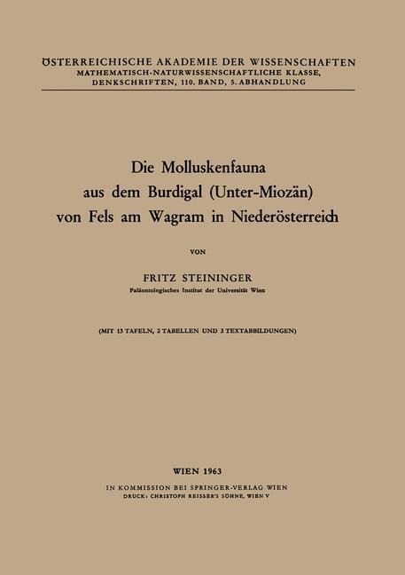 Die Molluskenfauna aus dem Burdigal (Unter-Miozän) von Fels am Wagram in Niederösterreich - F. Steininger