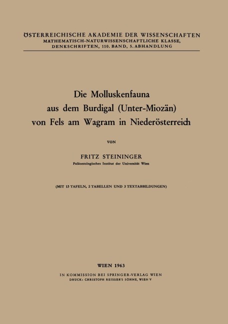 Die Molluskenfauna aus dem Burdigal (Unter-Miozän) von Fels am Wagram in Niederösterreich - F. Steininger