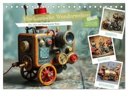Cover-Bild zum Titel 'Mechanische Wunderwelten - Ein Jahr mit Steampunk Toys (Tischkalender 2026 DIN A5 quer), CALVENDO Monatskalender' von 'Martina Marten'