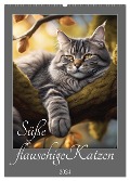 Süße flauschige Katzen (Wandkalender 2024 DIN A2 hoch), CALVENDO Monatskalender - Babette Whitter
