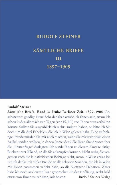 Sämtliche Briefe. Band 3 - Rudolf Steiner