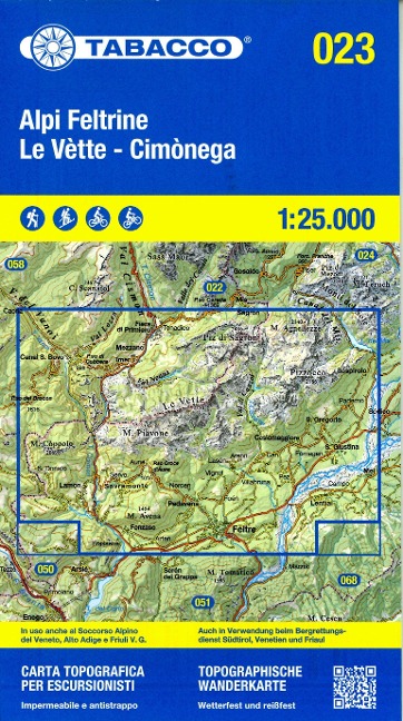 Tabacco Wandern Alpi Feltrine 1:25000 - 