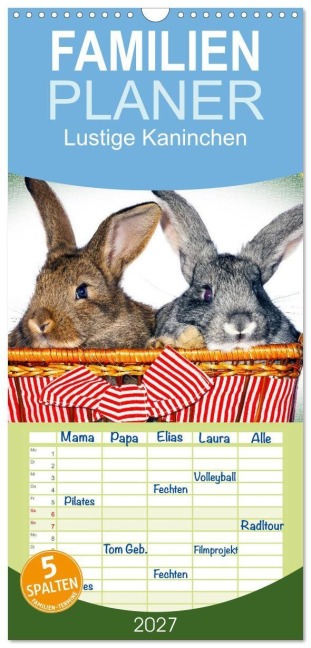 Familienplaner 2027 - Lustige Kaninchen mit 5 Spalten (Wandkalender, 21 x 45 cm) CALVENDO - Www. Eugenfoto. Eu