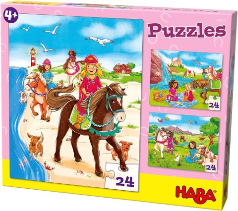 Puzzles Pferdefreundinnen. 3 Motive je 24 Teile - 