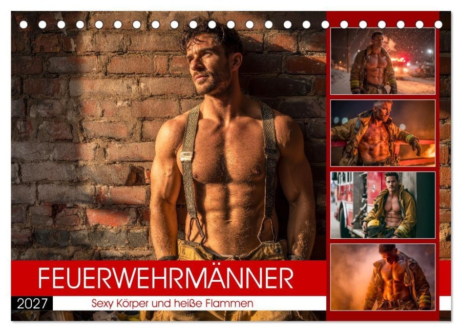 Feuerwehrmänner - Sexy Körper und heiße Flammen (Tischkalender 2027 DIN A5 quer), CALVENDO Monatskalender - Mb Fotografie