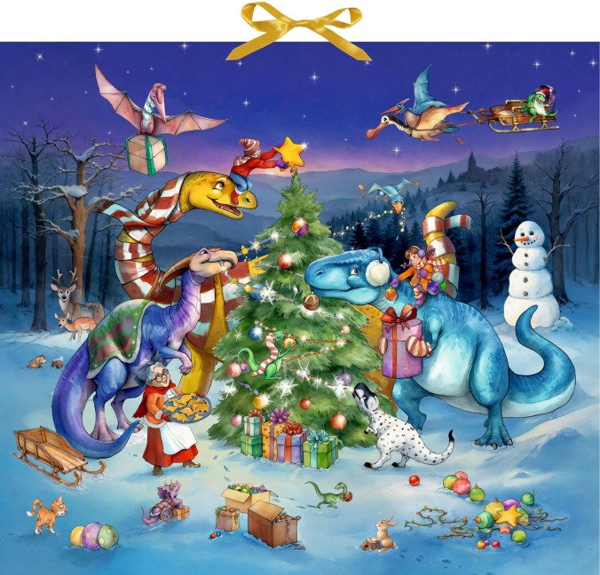 Wand-Adventskalender - Dinosaurier im Weihnachtsfieber - 
