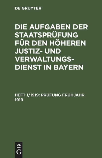 Prüfung Frühjahr 1919 - 