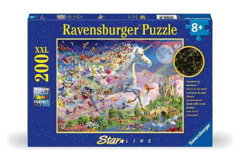 Kinderpuzzle 200 XXL Teile - Leuchtendes Schmetterlingseinhorn - 