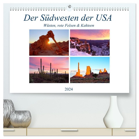 Der Südwesten der USA: Wüsten, rote Felsen & Canyons (hochwertiger Premium Wandkalender 2024 DIN A2 quer), Kunstdruck in Hochglanz - Sandra Schänzer
