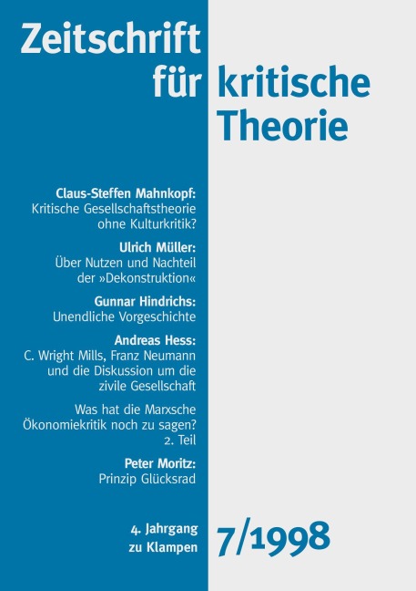 Zeitschrift für kritische Theorie, Heft 7 - 