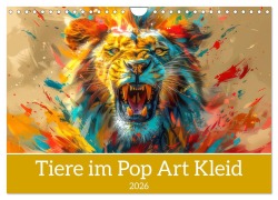 Cover-Bild zum Titel 'Tiere im Pop Art Kleid (Wandkalender 2026 DIN A4 quer), CALVENDO Monatskalender' von 'Liselotte Brunner-Klaus'