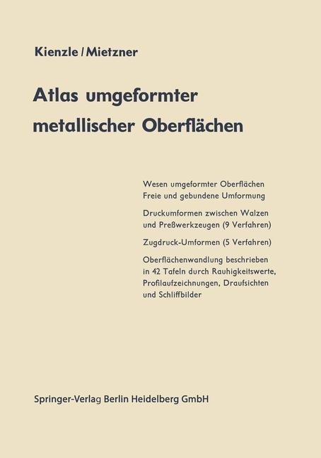 Atlas umgeformter metallischer Oberflächen - O. Kienzle, K. Mietzner