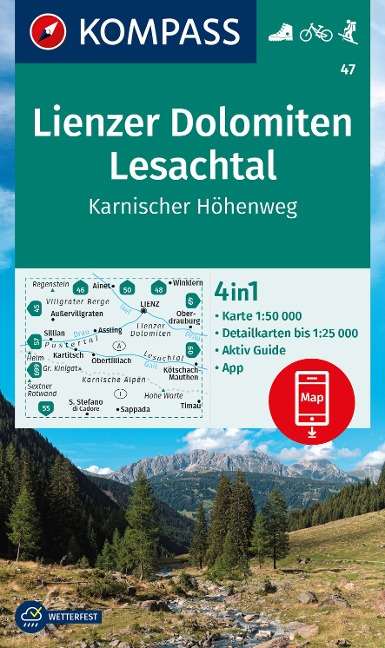 KOMPASS Wanderkarte 47 Lienzer Dolomiten, Lesachtal, Karnischer Höhenweg 1:50.000 - 