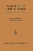 Cover-Bild zum Titel 'Das Recht der Börsen' von 'Heinrich Göppert'