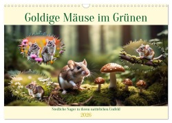 Cover-Bild zum Titel 'Goldige Mäuse im Grünen (Wandkalender 2026 DIN A3 quer), CALVENDO Monatskalender' von 'Claudia Kleemann'