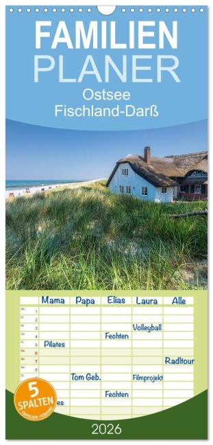 Familienplaner 2026 - Ostsee, Fischland-Darß mit 5 Spalten (Wandkalender, 21 x 45 cm) CALVENDO - Klaus Hoffmann