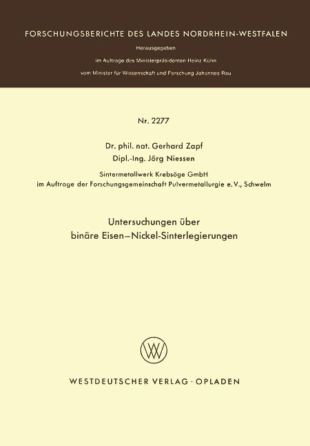 Untersuchungen über binäre Eisen-Nickel-Sinterlegierungen - Gerhard Zapf