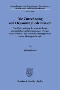 Cover-Bild zum Titel 'Die Zurechnung von Organmitgliederwissen' von 'Nicholas Brand'