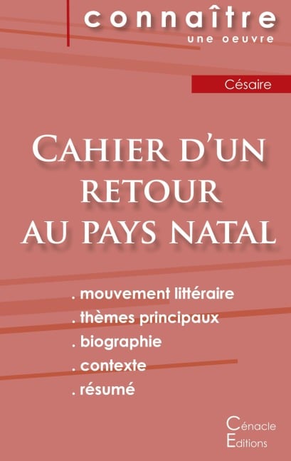 Fiche de lecture Cahier d'un retour au pays natal de Césaire (Analyse littéraire de référence et résumé complet) - Aimé Césaire
