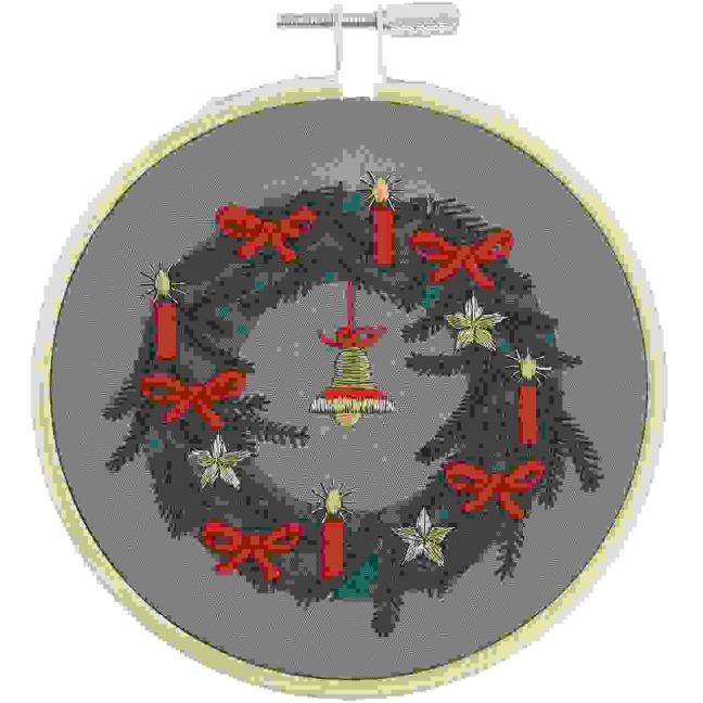 Stickpackung Vorgezeichnet,Weihnachtskranz - 