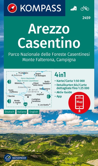 KOMPASS Wanderkarte 2459 Arezzo, Casentino, Parco Nazionale delle Foreste Casentinesi, Monte Falterona, Campigna 1:50.000 - 