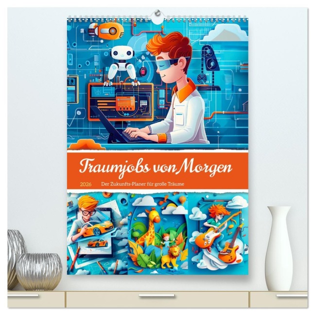 Traumjobs von Morgen - Der Zukunfts-Planer für große Träume (hochwertiger Premium Wandkalender 2026 DIN A2 hoch), Kunstdruck in Hochglanz - Anja Frost