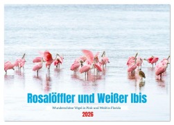 Cover-Bild zum Titel 'Rosalöffler und weißer Ibis (Tischkalender 2026 DIN A5 quer), CALVENDO Monatskalender' von 'Iris Editha Schacht'