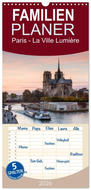 Familienplaner 2026 - Paris - La Ville Lumière mit 5 Spalten (Wandkalender, 21 x 45 cm) CALVENDO - Matteo Colombo