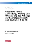 Cover-Bild zum Titel 'FARR Checkliste 7 für die Aufstellung, Prüfung und Offenlegung des Anhangs der Kapitalgesellschaft und Co/GmbH & Co KG' von 'Wolf-Michael Farr'