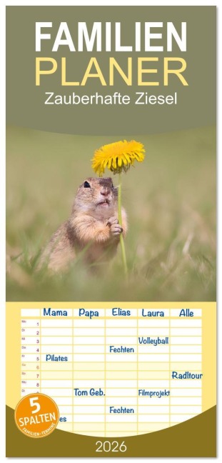 Familienplaner 2026 - Zauberhafte Ziesel mit 5 Spalten (Wandkalender, 21 x 45 cm) CALVENDO - Judith Kuhn