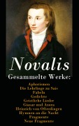 Cover-Bild zum Titel 'Gesammelte Werke: Aphorismen + Die Lehrlinge zu Sais + Fabeln + Gedichte + Geistliche Lieder + Giasar und Azora + Heinrich von Ofterdingen + Hymnen an die Nacht + Fragmente + Neue Fragmente' von 'Novalis'