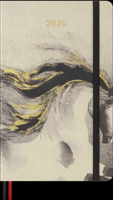 Moleskine 12 Monate Das Jahr des Pferdes Wochen-Notizkalender 2026 L/A5, 1 Wo = 1 Seite, liniert, fester Einband, Kalligrafie -