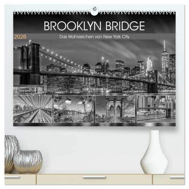 BROOKLYN BRIDGE Das Wahrzeichen von New York City (hochwertiger Premium Wandkalender 2026 DIN A2 quer), Kunstdruck in Hochglanz - Melanie Viola